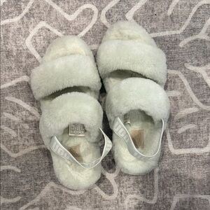 UGG Soft Mint Green Fluffy Slippers